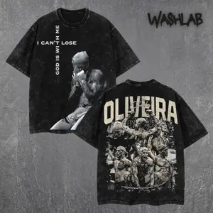 UFC Brazin Charles Oliveira - Do Bronx Double Sided Print Oversized Acid-Washed Heavyweight Cotton T-Shirt – Unisex Anime UFC Tee, Perfect Gift for UFC Fans and Lovers Menswear Tops