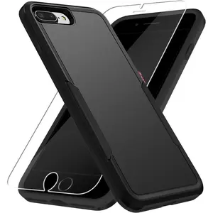 Entronix Bundle Compatible with iPhone 8 Plus/7 Plus - Soft-Touch Dual-Layer Case & 1 Clear Screen Protector