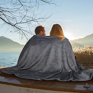 Yoofoss Blanket Grey White 100% Cotton Fluffy Blanket Throw Blanket Large for Bed Couch Gauze Blanket Sofa Lightweight Breathable