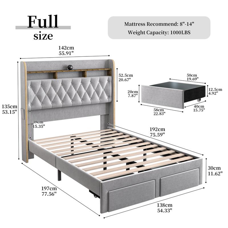 Queen LED Bed Frame with Storage Drawers, Full Size Upholstered Platform Beds with Galaxy Star Projector Charging Station Speaker, King Aurora Bedframe with 2-Tier Storage Headboard, Twin Bed, Noise-Free, PU Leather White Black, Velvet Gray Pink Queen LED Bed Frame with Storage Drawers, Full Size Upholstered Platform Beds with Galaxy Star Projector Charging Station Speaker, King Aurora Bedframe with 2-Tier Storage Headboard, Twin Bed, Noise-Free, PU Leather White Black, Velvet Gray Pink