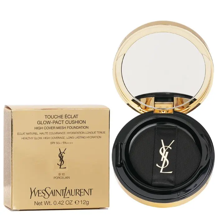 Yves Saint Laurent Touche Eclat Glow Pact Cushion Concealer & Foundation - #B10 Porcelain, Mirror-Infused, Hyaluronic Acid Rejuvenating Formula, Makeup, Hydration Lasting Up To 24 Hours