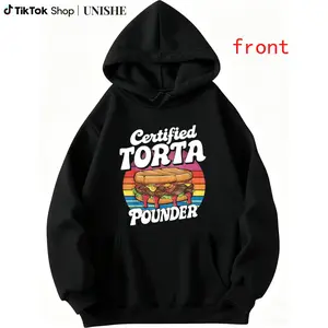 Unisex Casual Torta Pounder Hoodie – 100% Cotton, Summer Long Sleeve with Humorous Print