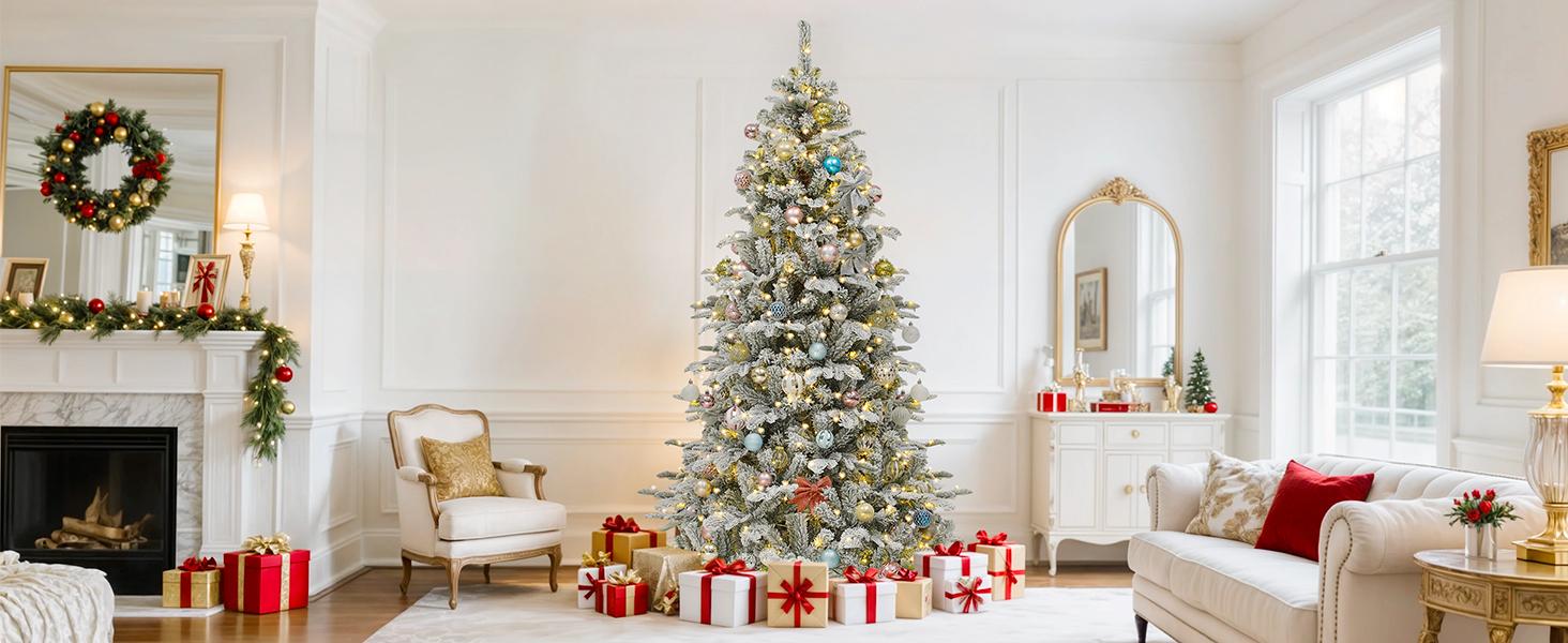 YITAHOME 6/6.5/7.5 FT Artificial Christmas Tree(with Lights), Pre-Decorated Special Style Christmas Tree, for Party, Home Decor