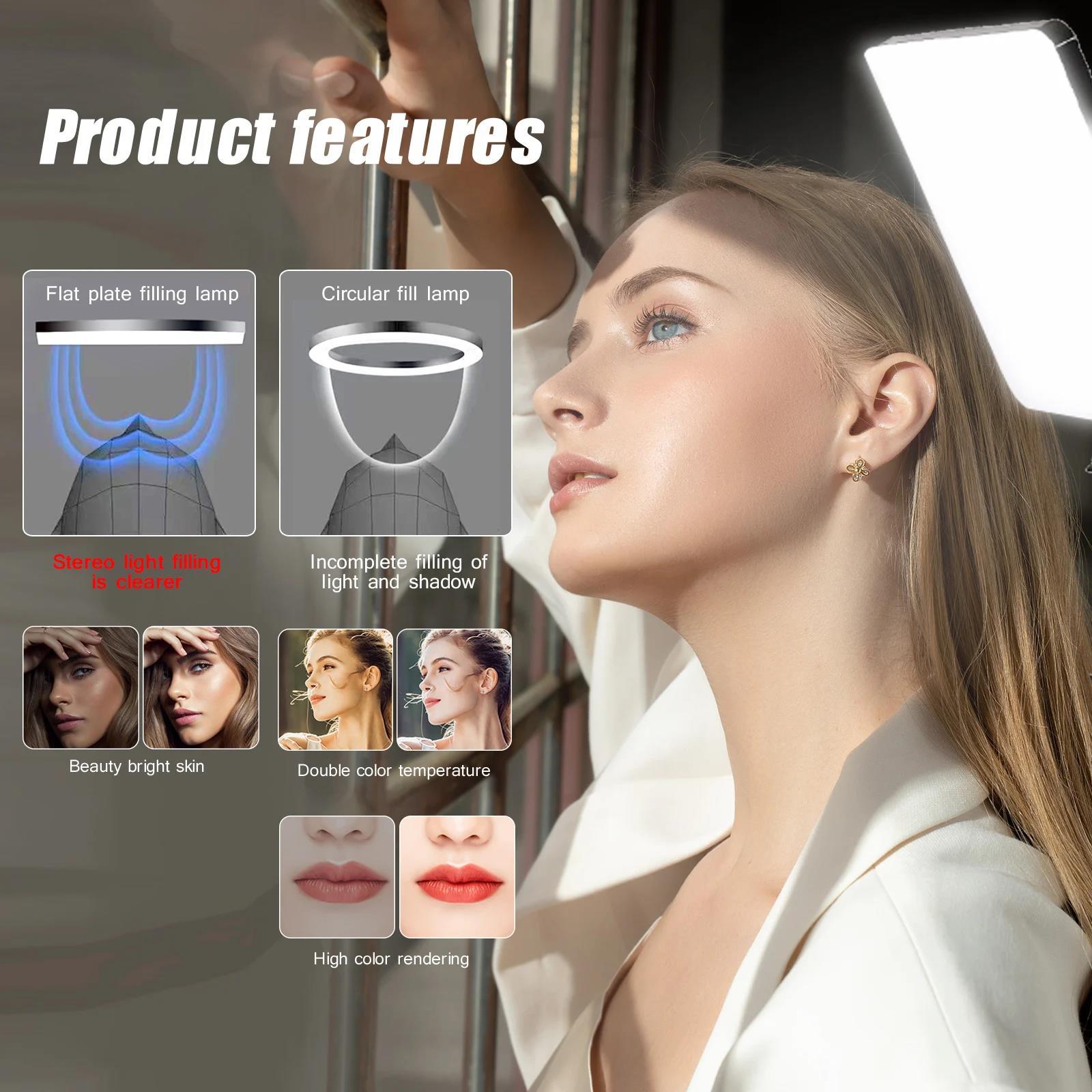 LED Video Light Kit With Adjustable 63" Tripod Stand - USB-Powered On-Camera Lighting For Content Creation/March Madness/Spring Break - Studio Glow Makeup Lighting - Ring Light Selfie Stick Fill Light SuperBowl / International Women's Day