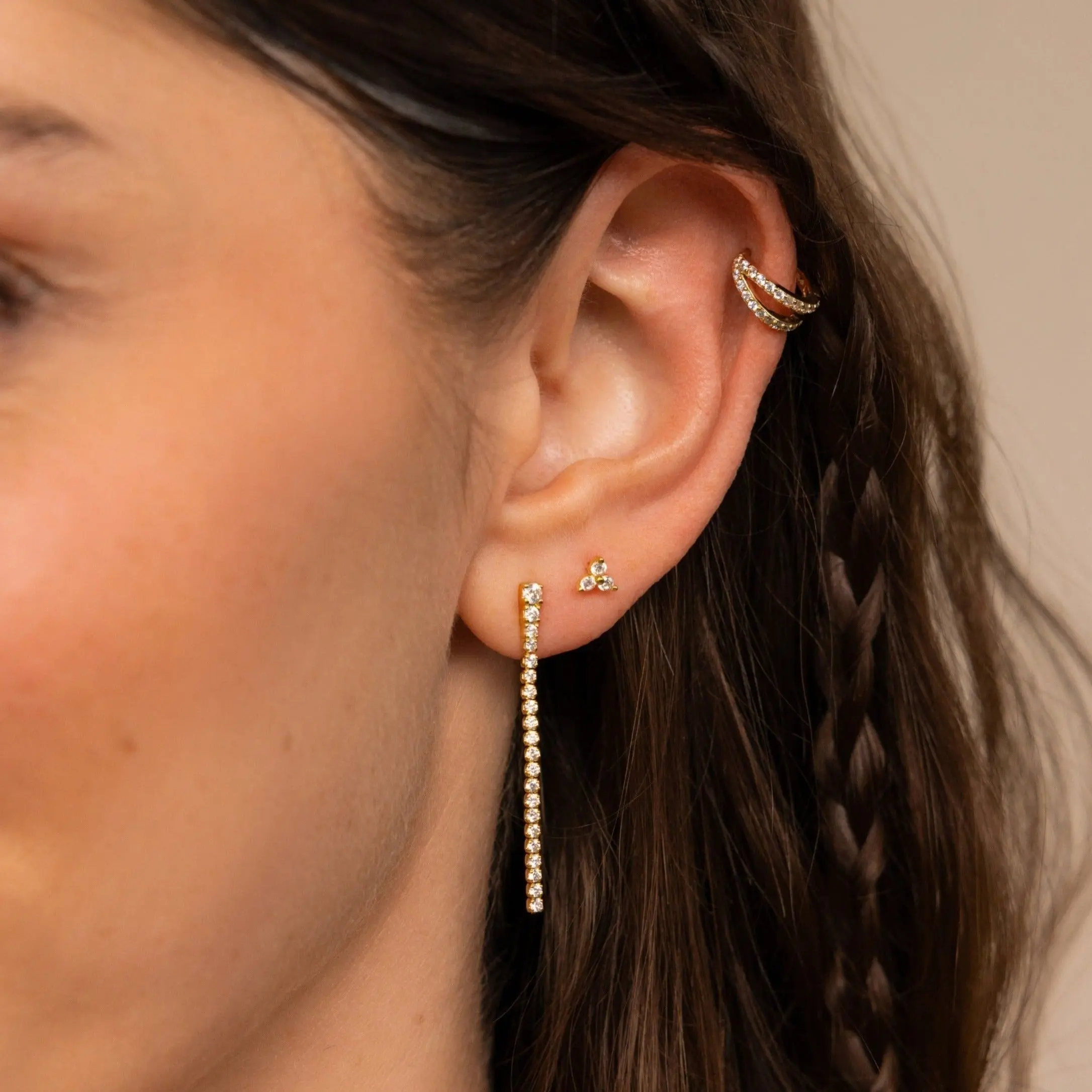 Diamond Tennis Dangle Earrings by Caitlyn Minimalist - Long Dangling Diamond Chain Earrings - Pave Stud Wedding Earrings - Perfect Bride Gift