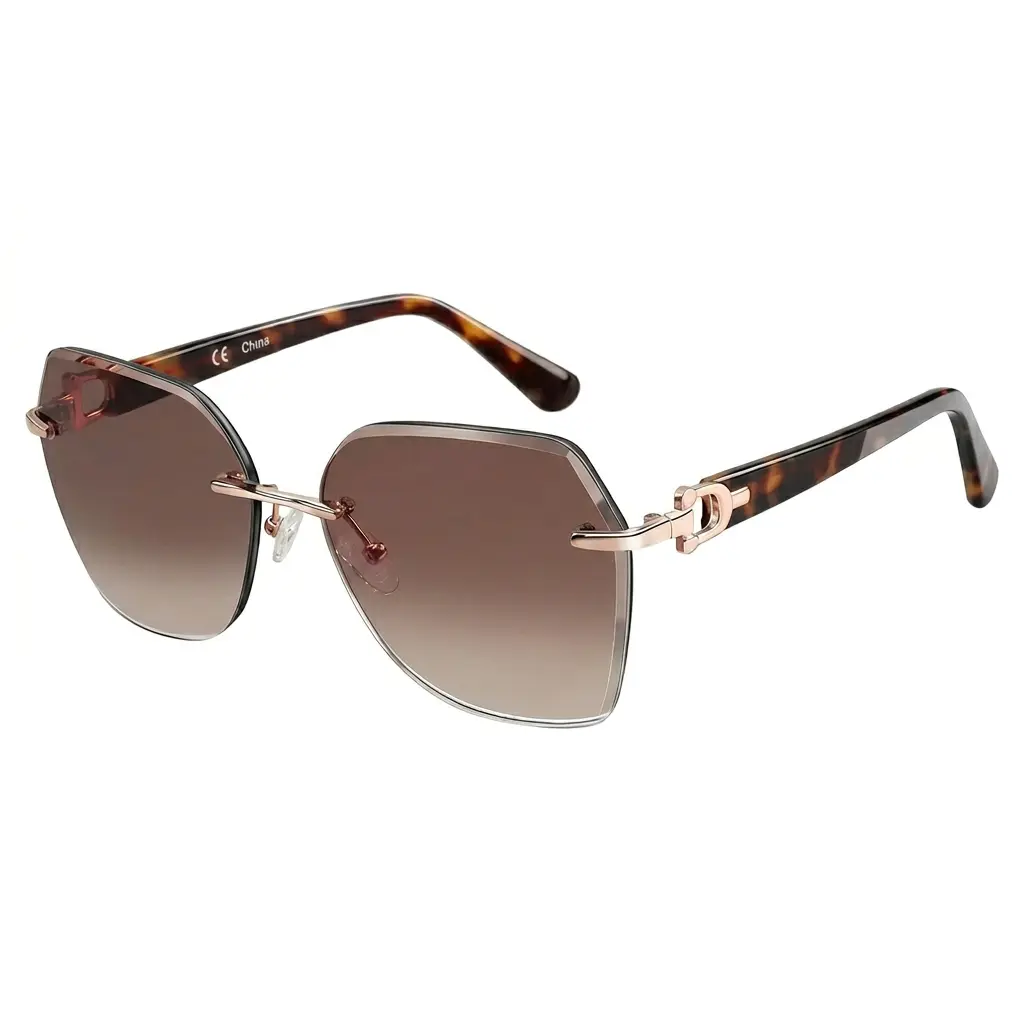 ZENOTTIC Women's Oversized Rimless Trendy Sunglasses, Geometric Diamond-Cutting Gradient Lens, UV Protective Eyewear, Durable Stylish Summer Shades, Trendy Sunglasses Women