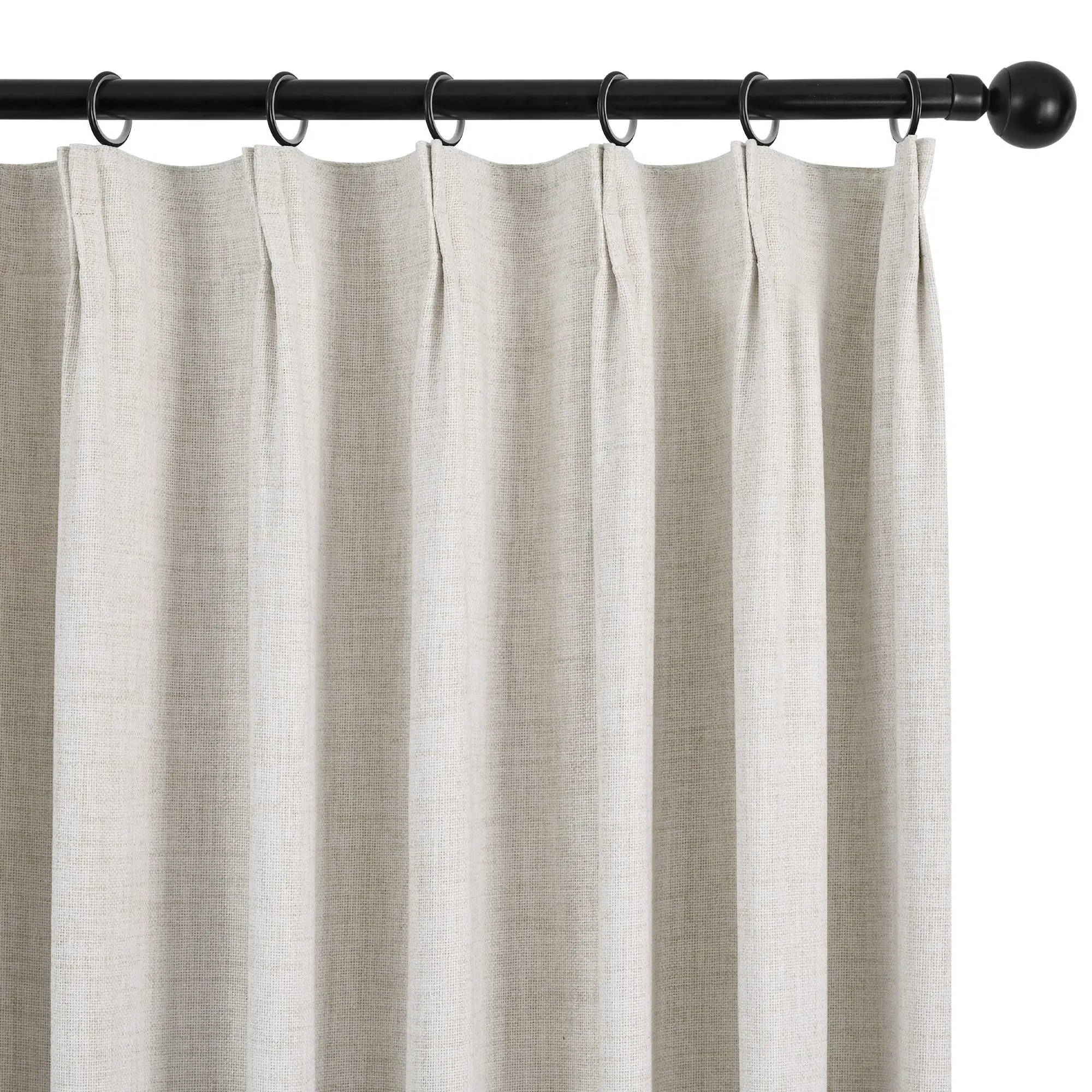 Deconovo Linen-Textured Pinch Pleated Blackout Curtains – Bedroom Use Home Decoration Pleated Drape, Lined Privacy Room Darkening Blackout Covers with Adjustable Plastic Hooks, Track & Ring Hook-Compatible