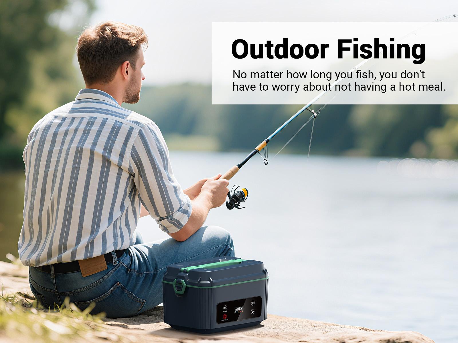 OGERY Self-Heating Electric Lunch Box, 100W Faster Heated Cordless Lunch Box for Adults with Automatic Heating, 40 fl oz 304 Stainless Steel Food Warmer with Timer for Hot Meals Anywhere