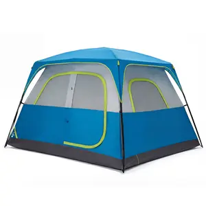 6 Person Waterproof & Windproof Family Camping Tent with Large Interior, Easy Setup Cabin Tent with Mesh Windows & Skylights, Portable Outdoor Tent for Car Camping, Hiking, Fishing