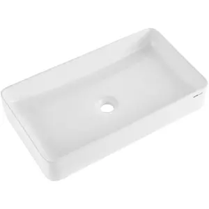 【FathersDayGift】VEVOR Rectangle Vessel Sink,  24" x 13.8" Bathroom Vessel Sink Countertop, White Ceramic Bathroom Sinks Above Counter, Modern Style, Bright and Elegant, Well-Packaged for Bathroom, Hotel, Toilet, RV