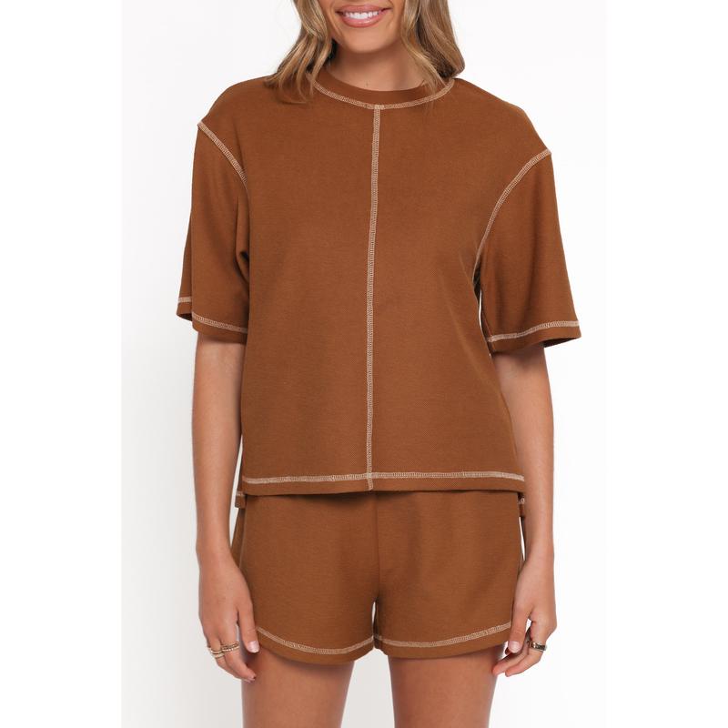 Melody Knit Short Set - Chocolate