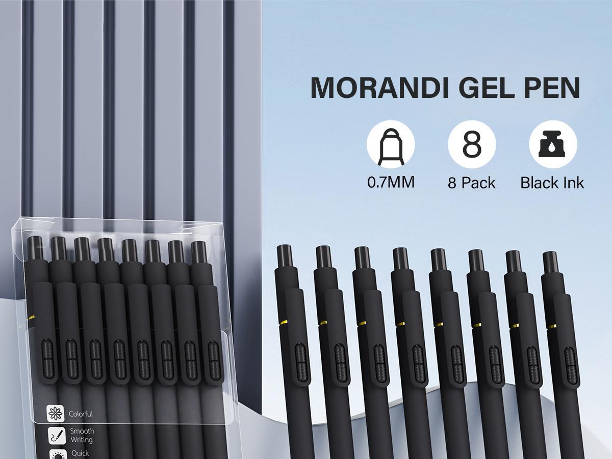8Pcs Morandi Tone Barrel Black Gel Pens - 0.7mm Medium Point, Tungsten Carbide Tip, Silicone Grip, Quick Drying Retractable, Black Ink, School Supplies for Office & Daily Writing (Summerwins Pen Set) 8Pcs Morandi Tone Barrel Black Gel Pens - 0.7mm Medium Point, Tungsten Carbide Tip, Silicone Grip, Quick Drying Retractable, Black Ink, School Supplies for Office & Daily Writing (Summerwins Pen Set)