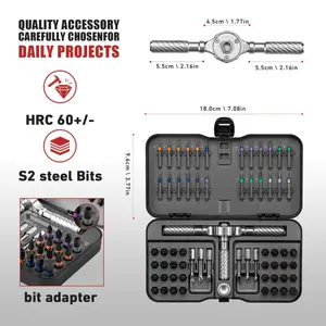 Premium 24/30/40/60-in-1 Magnetic Ratchet Screwdriver Set with Detachable T-Handle, Tool Box, Household Repair Tool Kit for Furniture, Bike, PC & Electronics, Perfect Valentine's Day Gift for Boyfriend or Husband