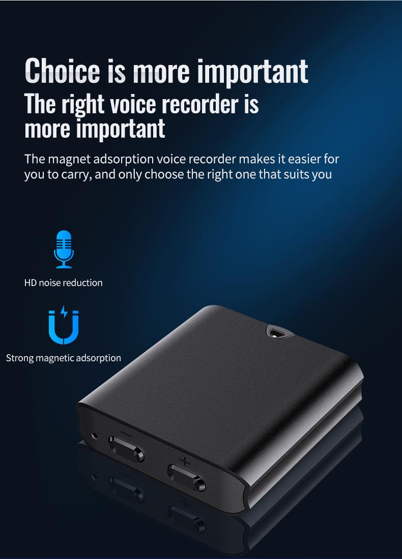 Mini Magnetic Voice Recorder-One-Touch Recording,HD Noise Reduction,Long Battery,Large Storage,Include OTG adapter,Slim and lightweight