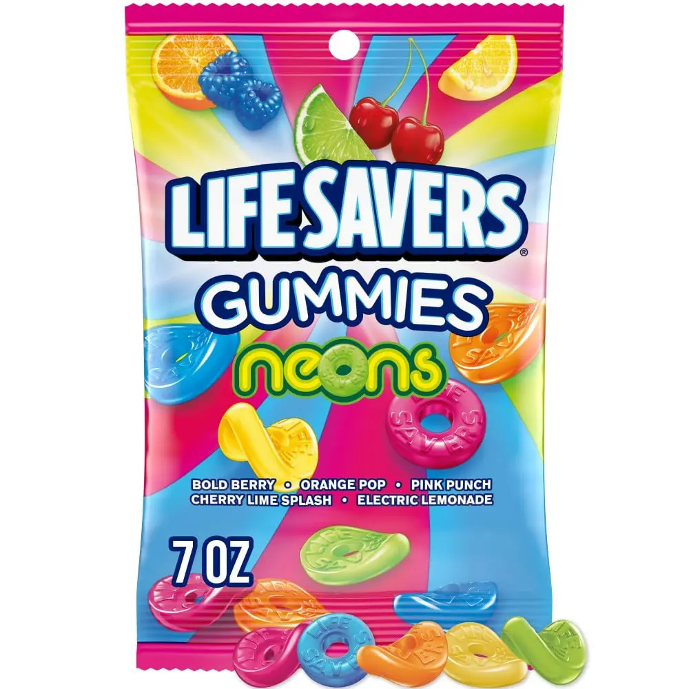 LIFE SAVERS Neons Gummy Candy, 7 oz Bag LIFE SAVERS Neons Gummy Candy, 7 oz Bag