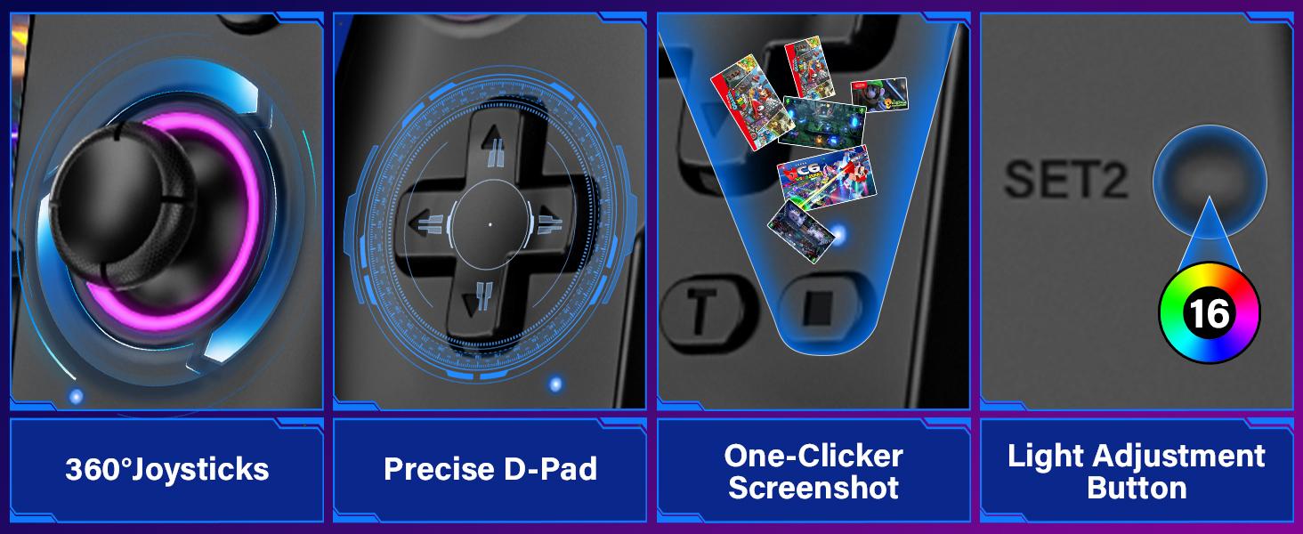 Wireless Pro Controller for Switch Switch 2 OLED with RGB Lights, Programmable Macros, Dual Vibration, Turbo Wake Up, Gaming Controller Gift for Gamers