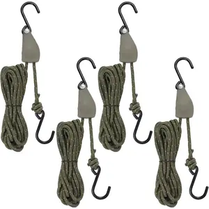 Kayak Rope Tie Down 14ft Olive Drab Ratchet Straps Bow and Stern Ratcheting Tie Downs Rope Hanger Kayak and Canoe Accessories