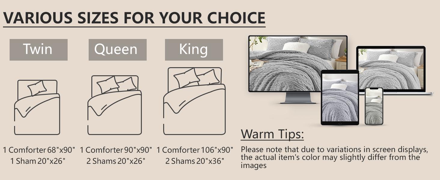 HOMELIKE MOMENT Queen Size Reversible Fluffy Fleece Comforter Set Ultra Soft Cozy Machine Washable Bedding for Christmas Winter Dorm & Bedroom Decor Beige 3-Piece Set, Valentines Gifts