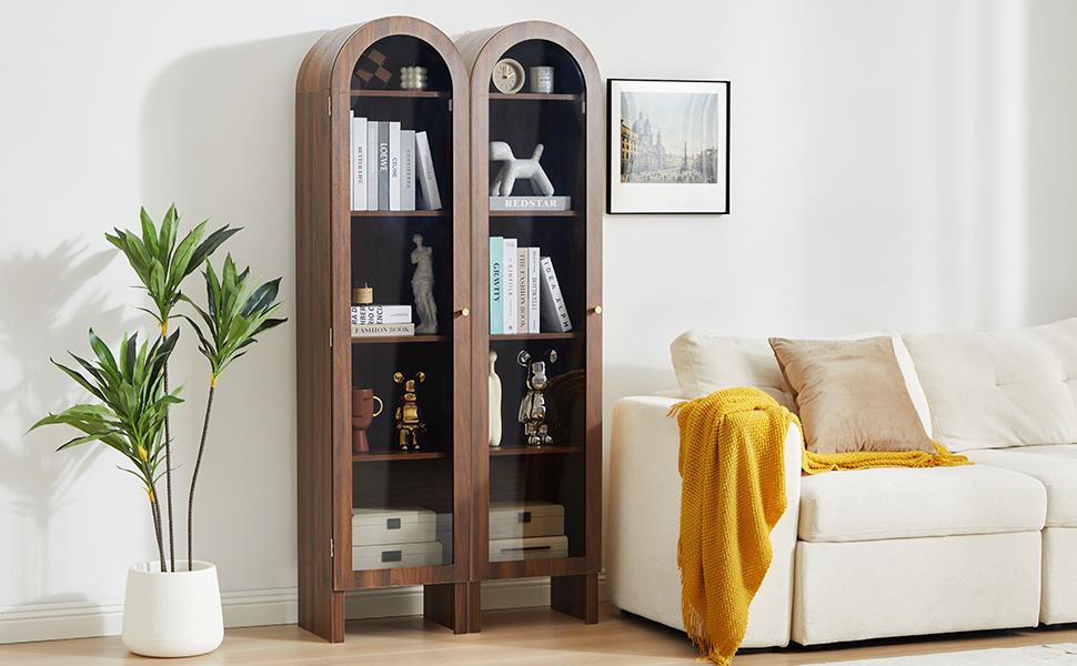 【New Upgrade】Giratree 66.93" H Arched Bookcase, 5-Tier Arched Cabinet Bookcase with Adjustable Shelves, Acrylic Glass Cabinet Door for Living Room, Reading Room and Bedroom 【New Upgrade】Giratree 66.93" H Arched Bookcase, 5-Tier Arched Cabinet Bookcase with Adjustable Shelves, Acrylic Glass Cabinet Door for Living Room, Reading Room and Bedroom