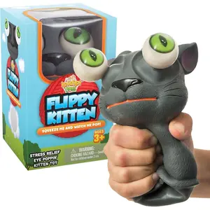 Flippy Kitten Squishy Eye Popping Cat - Squishy Toys for Trick or Treat - Fun Fidget Toy, Easter Basket Stuffers for Kids