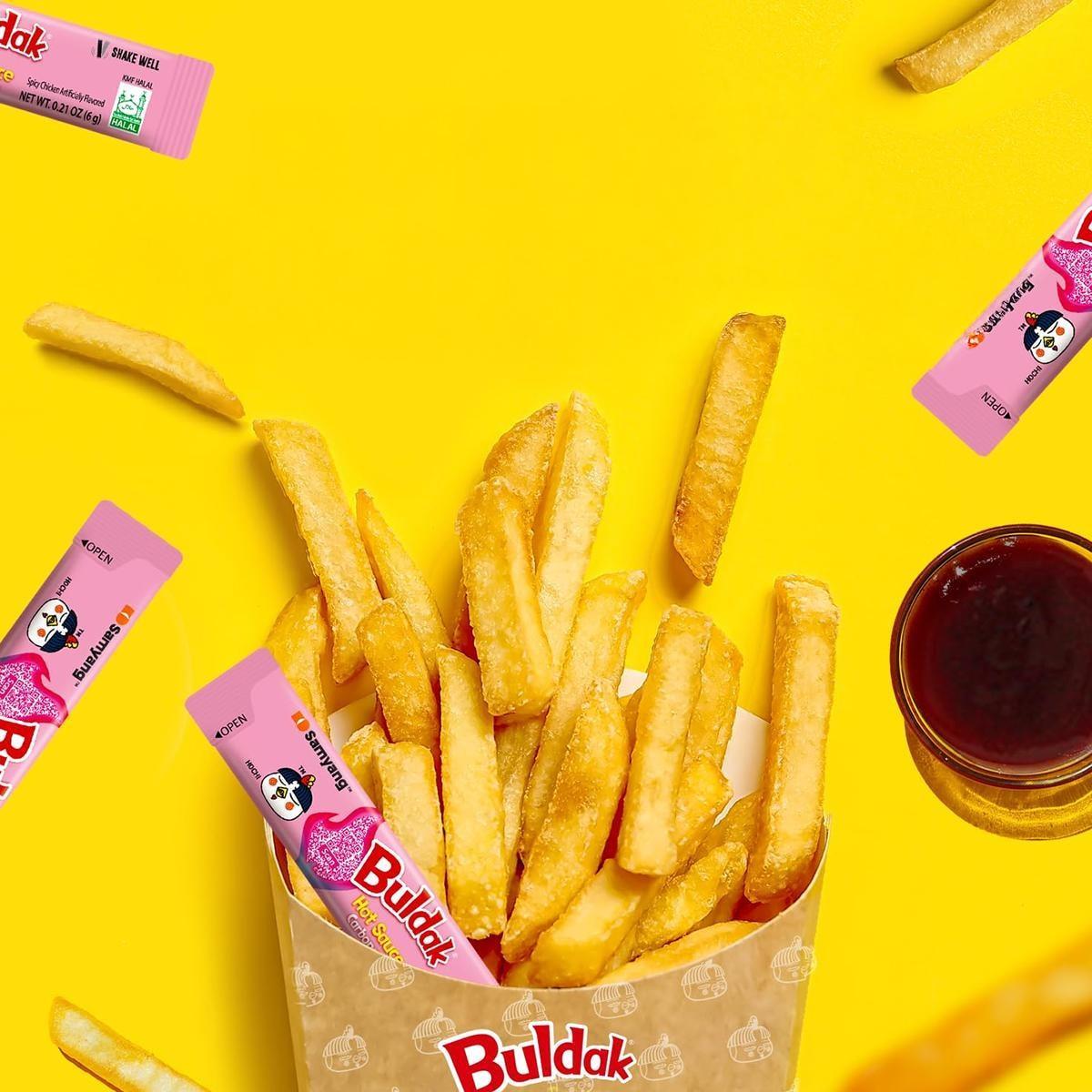 Samyang Buldak Sauce Creamy Bacon Cheese Flavor - Korean Spicy Stir-Fried Noodle Sauce 300g, 50 Sticks, Authentic Korean Flavor, Easy Carry, Perfect for Rice & Noodles