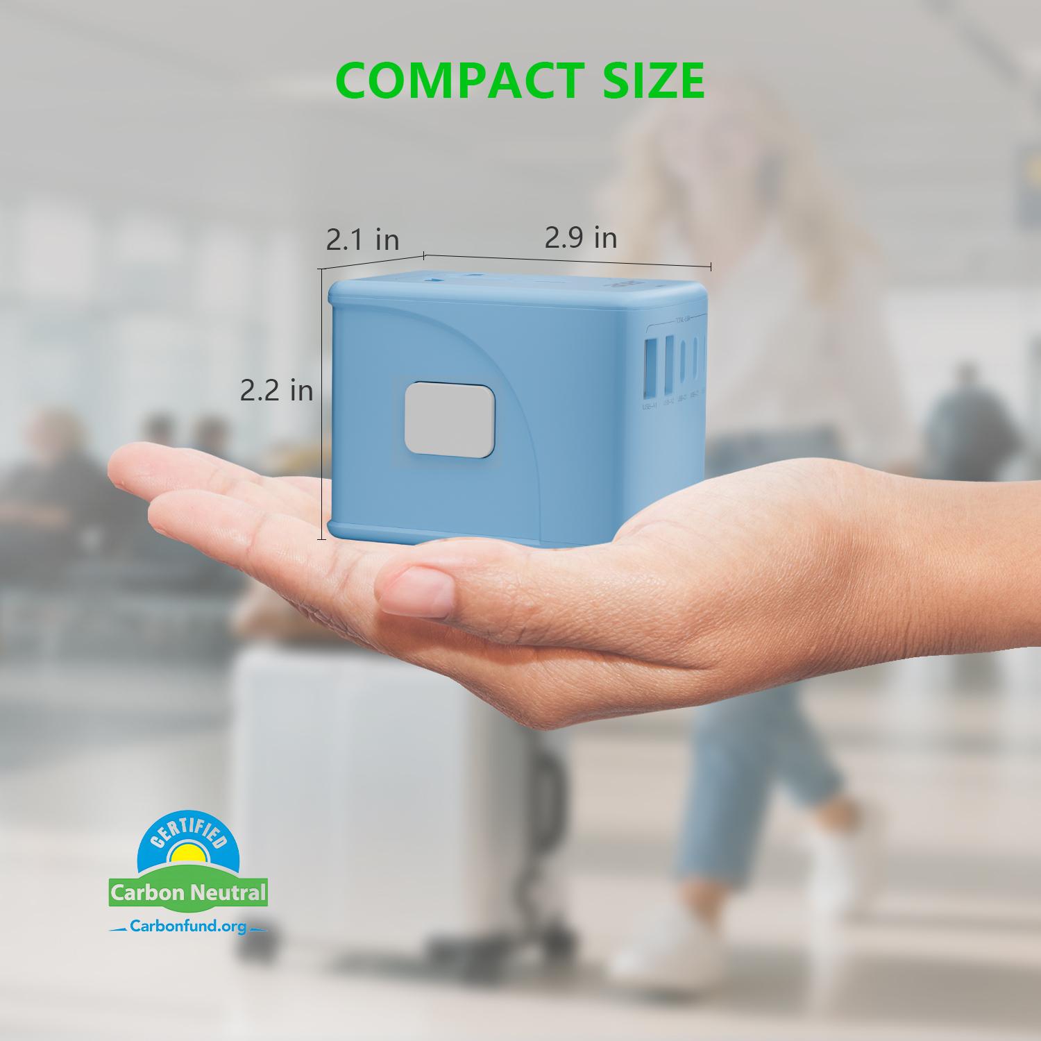 Acer Christmasparade Universal 12 in 1 Travel Adapter With 5 USB Ports (3 USB C), 100-250V Input & 29W Output, US/EU/UK/AU Plugs, International Power Adapter, Worldwide Outlet Charger For USA To European UK France Germany Spain, Black，Pink，Blue，Purple