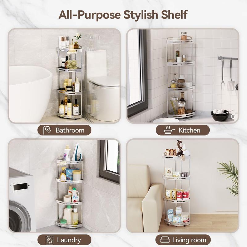 Corner Shower Caddy, 4 Tier Standing Shower Organizer with Soap Holder, Rustproof Stand Shower Shelves for Bathroom Shampoo Storage, Silver japanese  soaker  tub