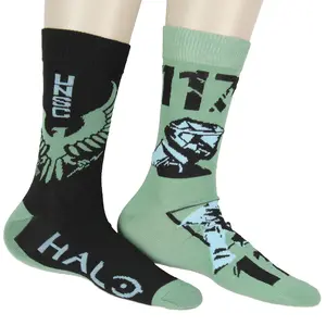 Halo Men's United Nations Space Command Master Chief 117 2-Pack Adult Mid-Calf Video Game Crew Socks