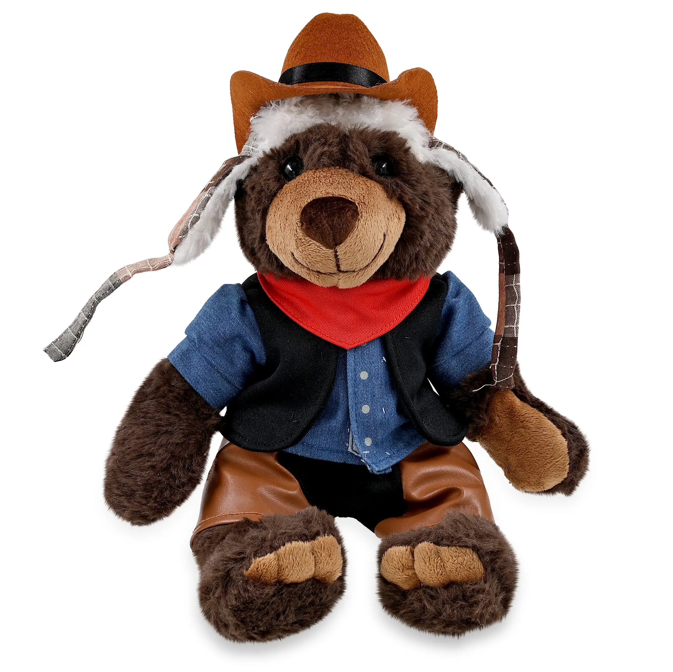 DOLLIBU 11in Brown Bear Polyester Plush with Cowboy Outfit - Western-Themed Stuffed Toy for Cowboy Lovers, Unisex, Customization Name Personalization, Add-Ons (Gift Bag, Tissue, Greeting Card), Ages 3-4, 11lx6wx9h inches