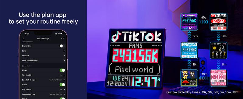 Divoom Pixoo-64 WiFi Pixel Cloud Digital Picture Frame 64x64 LED Display APP Control for Gaming Room Decor & Social Media Fan Counter - Decorative