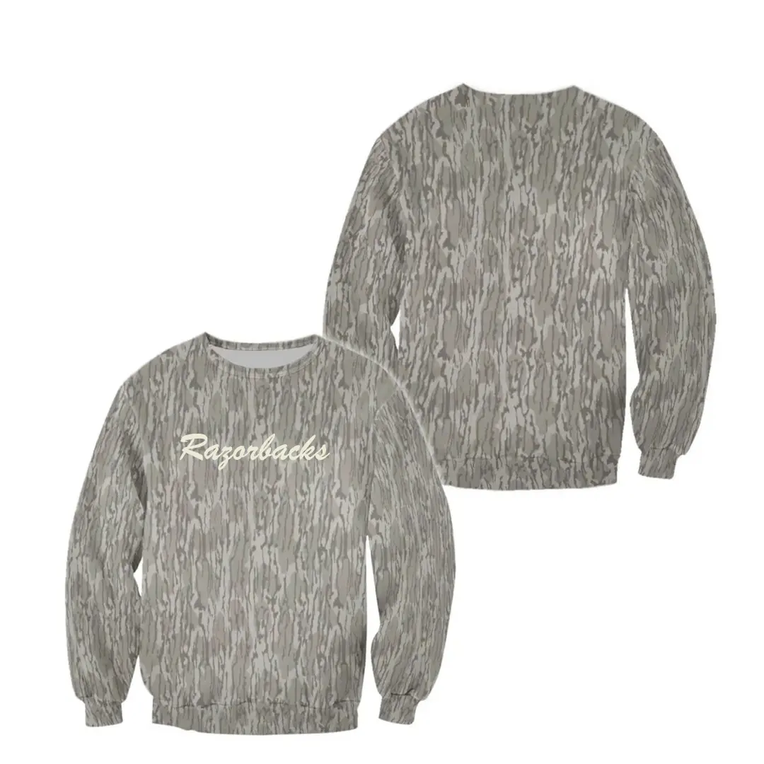FREESHIP Tree Bark Camo Apparel Collection: Hoodie, Sweatshirt & T-Shirt - Razorbacks Fan Style Game Day Wear