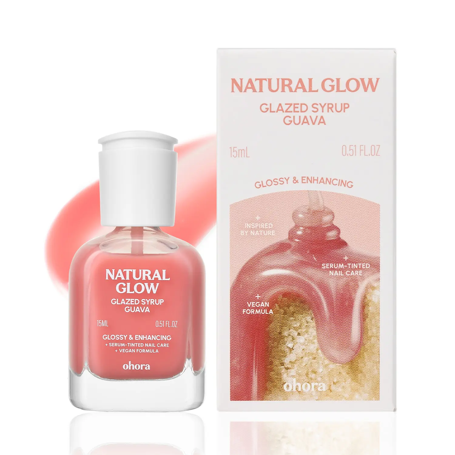 ohora 2-in-1 Sheer Nail Polish & Strengthener – Glazed Line | Tinted Nail Concealer | Nail Hardener for Weak, Damaged Nails | Nail Care Polish with Glossy Finish | Glazed-Syrup Formula, 15 mL