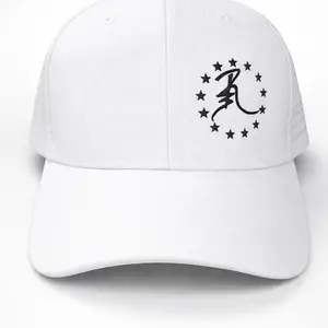 R3 white with black logo Snapbacks