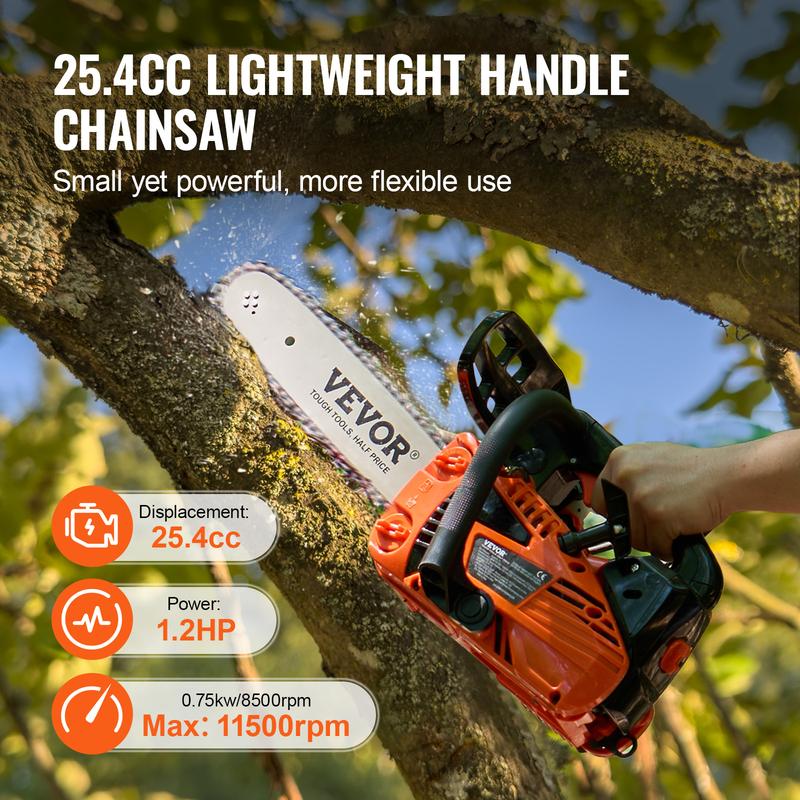 VEVOR Gas Chainsaw, Various specifications, Gasoline Powered Chain Saw, Handheld Cordless Petrol Chainsaws for Tree Wood Branch Cutting, Tree Trimming, Land Clearing, Farm Garden Ranch Forest Cutting Use
