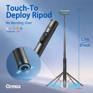 Oroms 67" Portable 1.7M Selfie tick Tripod with Bluetooth 5.4 Remote,One Click Open,Wireless Remote Included.Apple,Samsung,Vivo,Oppo,Xiaomi,Huawei,4-7 inch phones.Tourist self-taken,TikTok dance self-taken,Party photos,,Smartphone Accessories Camera Stand