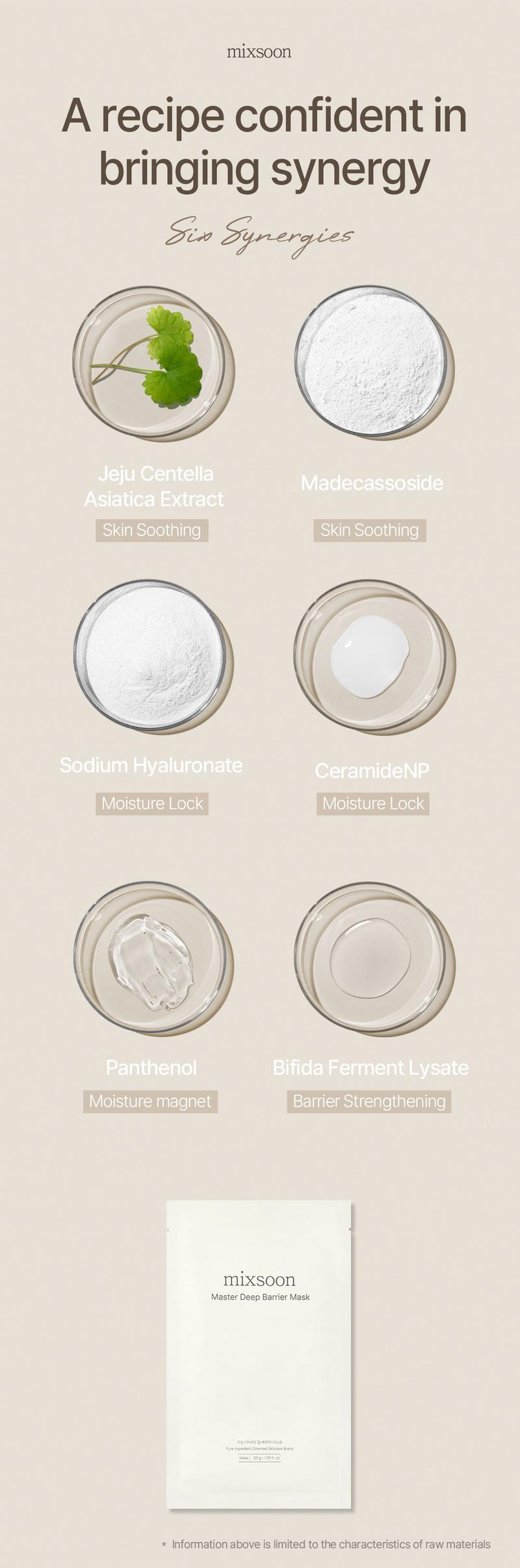 [mixsoon Official Shop] Master Deep Barrier Sheet Mask 5EA - Moisturizing Barrier Mask with Centella Asiatica, Madecassoside & Ceramide NP, Korean Skincare for Glass Skin