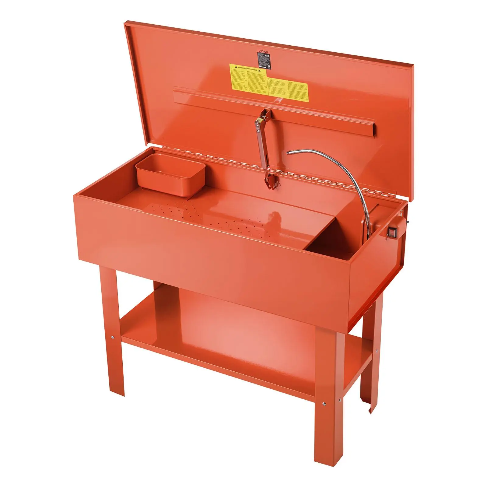 【summerfinds】VEVOR Parts Washer 40-Gallon, 17 Gallon Solvent Capacity, 1 Gallon per Minute Max Pump Output, Steel Cabinet Electric Pump Automotive Parts Washer Cleaner for Wheel Bearings, Gears, and Carburetors