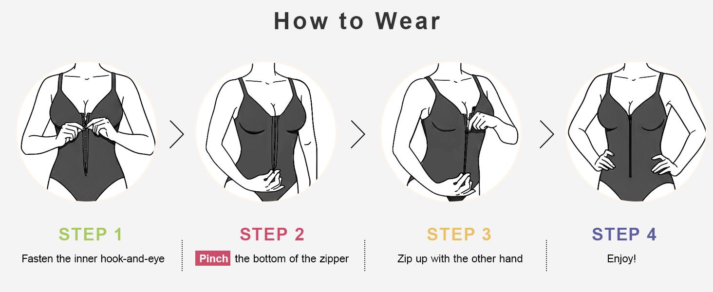 SHAPERX Shapewear for Women Tummy Control Bodysuits Zip-Up Comfort Shapewear Breathable Suitable for Everyday Wear