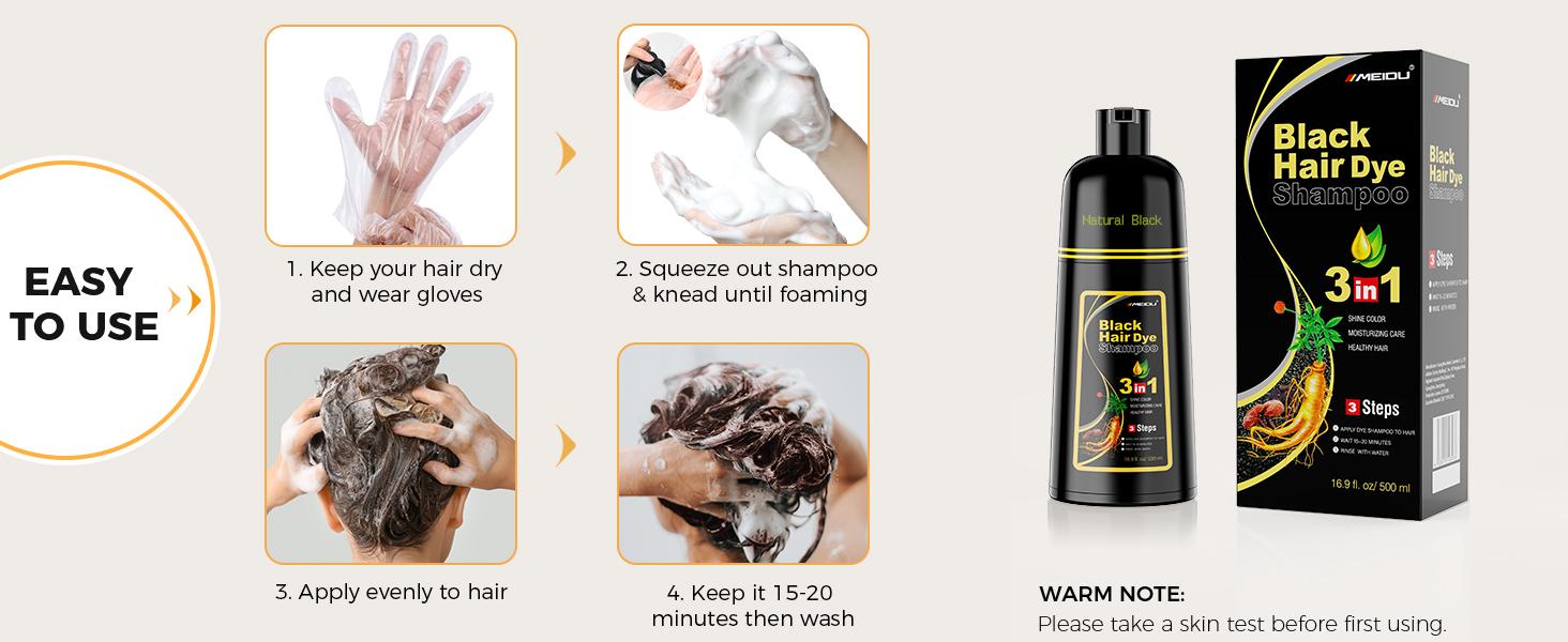 MEIDU Hair Dye Shampoo 3 in 1,Herbal Ingredients,Contains Ginseng Extract,Can cover gray hairs,Natural Haircoloring,Plant Haircare,black hairdye,Salon MEIDU Hair Dye Shampoo 3 in 1,Herbal Ingredients,Contains Ginseng Extract,Can cover gray hairs,Natural Haircoloring,Plant Haircare,black hairdye,Salon