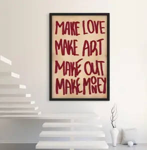 Vintage Make Out Make Love Make Money Poster, Retro Motivational Quote Typography Print, Trendy Aesthetic Wall Art Decor