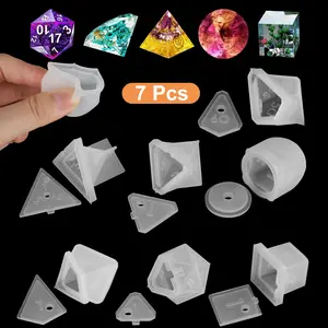 7Pcs Alphanumeric Dice Resin Molds - Polyhedral Silicone Casting Molds for DIY Dices Making Tabletop Board Games Party,Gift for DIY Crafts Beginners