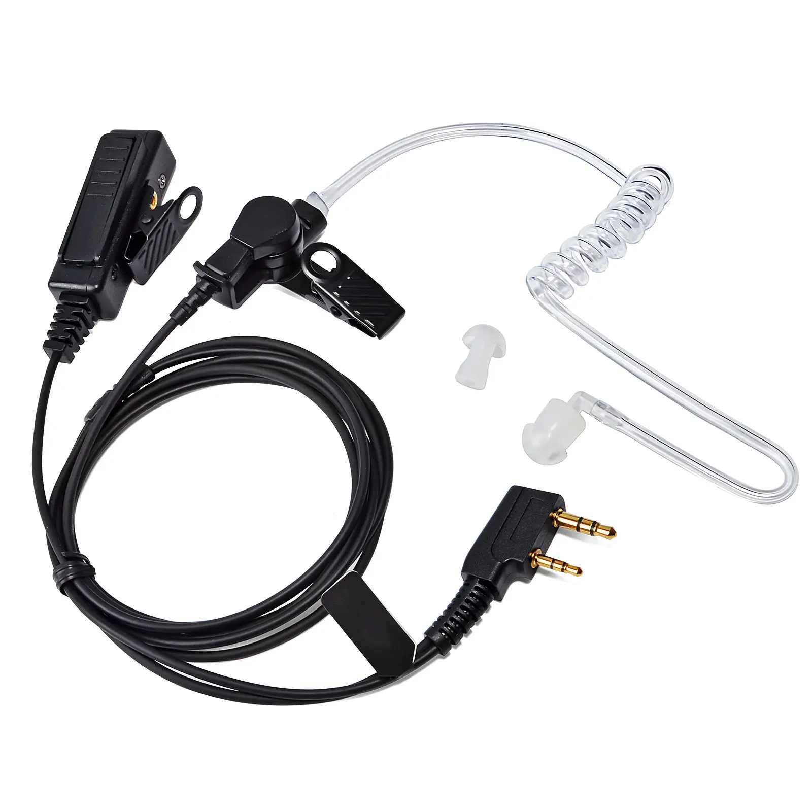 Two-Way Radio Earpiece w/Microphone ,Acoustic Coil Tube Wired Audio Headset Compatible with Kenwood, Baofeng, Retevis, Pxton, Wouxun TH-F6 TK-208 UV5R/Plus PX-777/Plus KG-699 etc. Walkie Talkie for Police Security and Law Enforcement Use