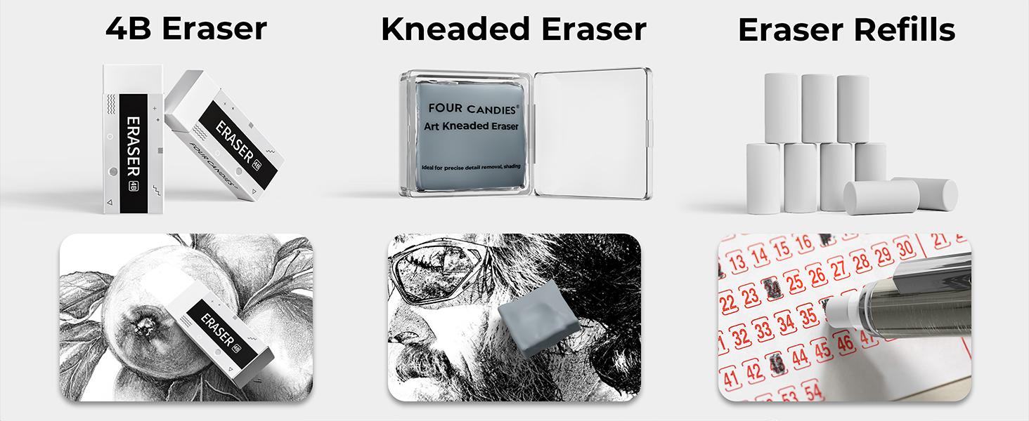 Four Candies 25PCS Art Mechanical Pencil Set with Case 3PCS Metal Artist Lead Pencil 0.5, 0.7, 0.9 mm & 3PCS 2mm Holder (HB 2H 2B 4B Color) with 432PCS Graphite Lead Refills for Drawing Sketching Essential for art students back to school gifts