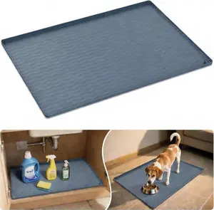 Waterproof Silicone Under Sink Mat 31”x22” – Leak Proof Cabinet Protector & Shelf Liner, Multi-Use Kitchen/Bathroom Organizer, Pet Litter & Spill Protection Mat (Dark Grey)