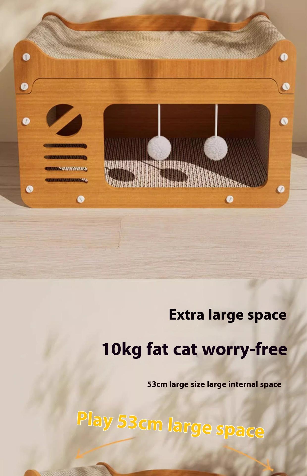 Multi-Functional Vertical Cat Scratching Post & Cozy Cat House Durable Non-Shedding Ideal for Play and Scratch with Cozy Rest Area