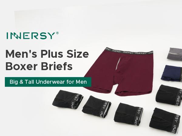 INNERSY Men's Cotton Plus Size XL-5XL Boxer Briefs 4 Pack casual breathable menswear underwear