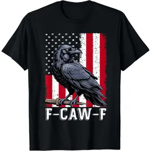 F-Caw-F Black Crow Black Bird Retro USA Flag Vintage Unisex T-Shirt