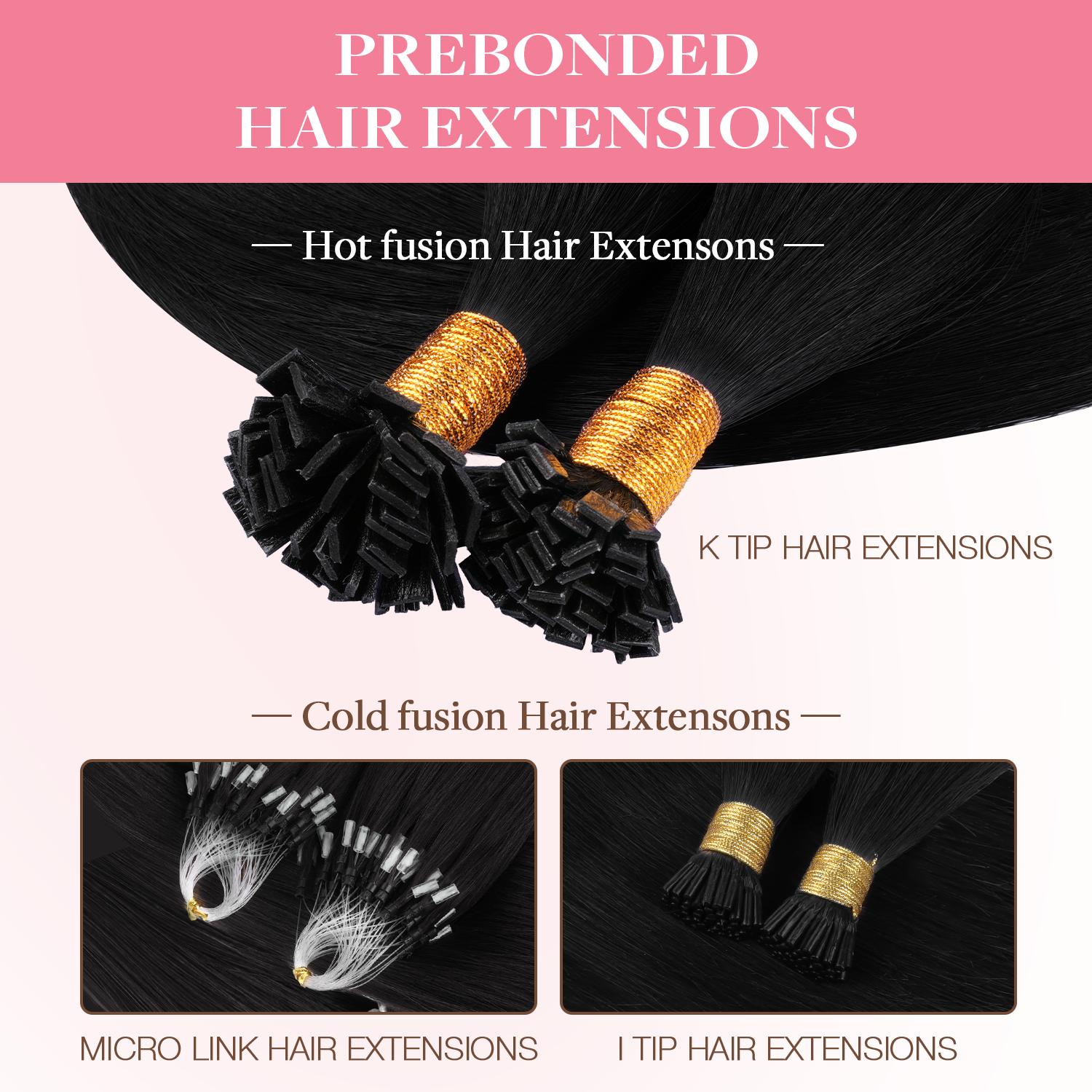 GOO GOO K Tip Hair Extensions Real Human Hair 14-24inch 50G K tips & Mini K tips extensions Keratin Bond Hot Fusion Pre Bonded Hair Extensions Flat Tip Natural Straight Remy Hair Extensions for Women#SpringStatements