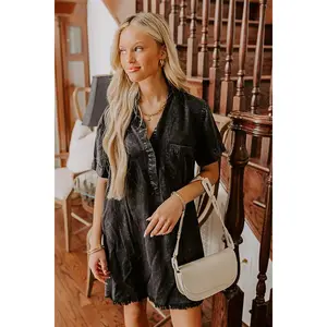 Backyard BBQ Chambray Mini Dress in Vintage Black