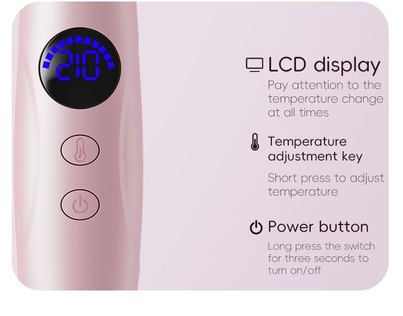 1.5” Ionic Heated Thermal Brush, 11 Temp Settings (110–210°C) – Pink